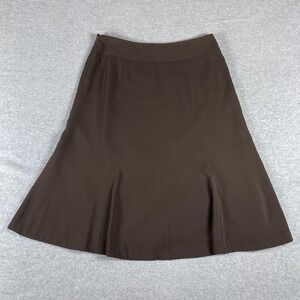 Rena Rowan Skirt Womens 6 Brown A Line Flare Midi Career Workwear Office